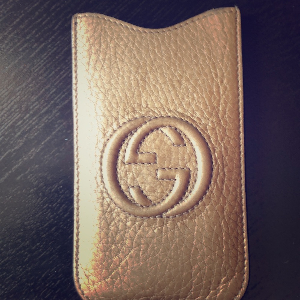 Gucci leather gold metallic phone, iPhone case